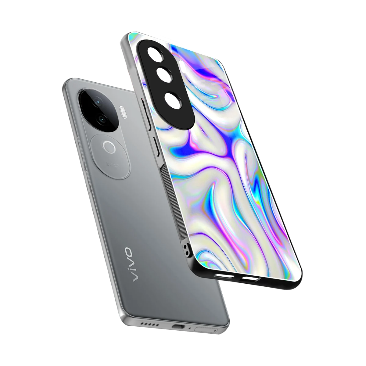 Lilac Drift sleek vivo v40e cover with tempered glass back and TPU edges