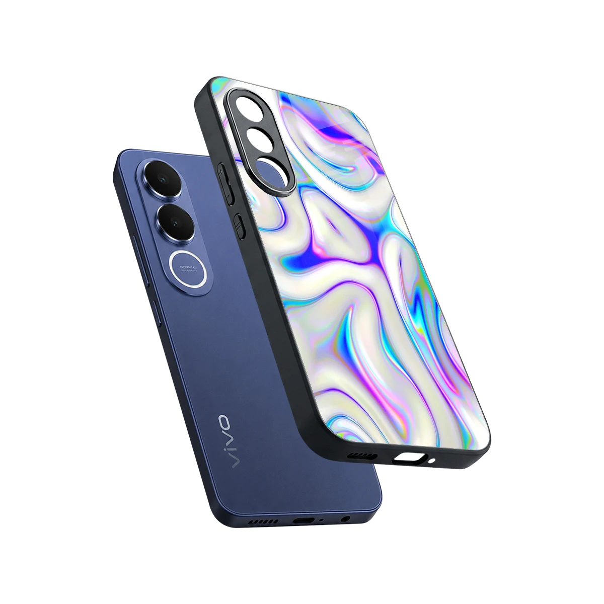 Lilac Drift sleek vivo v70 fe cover with tempered glass back and TPU edges