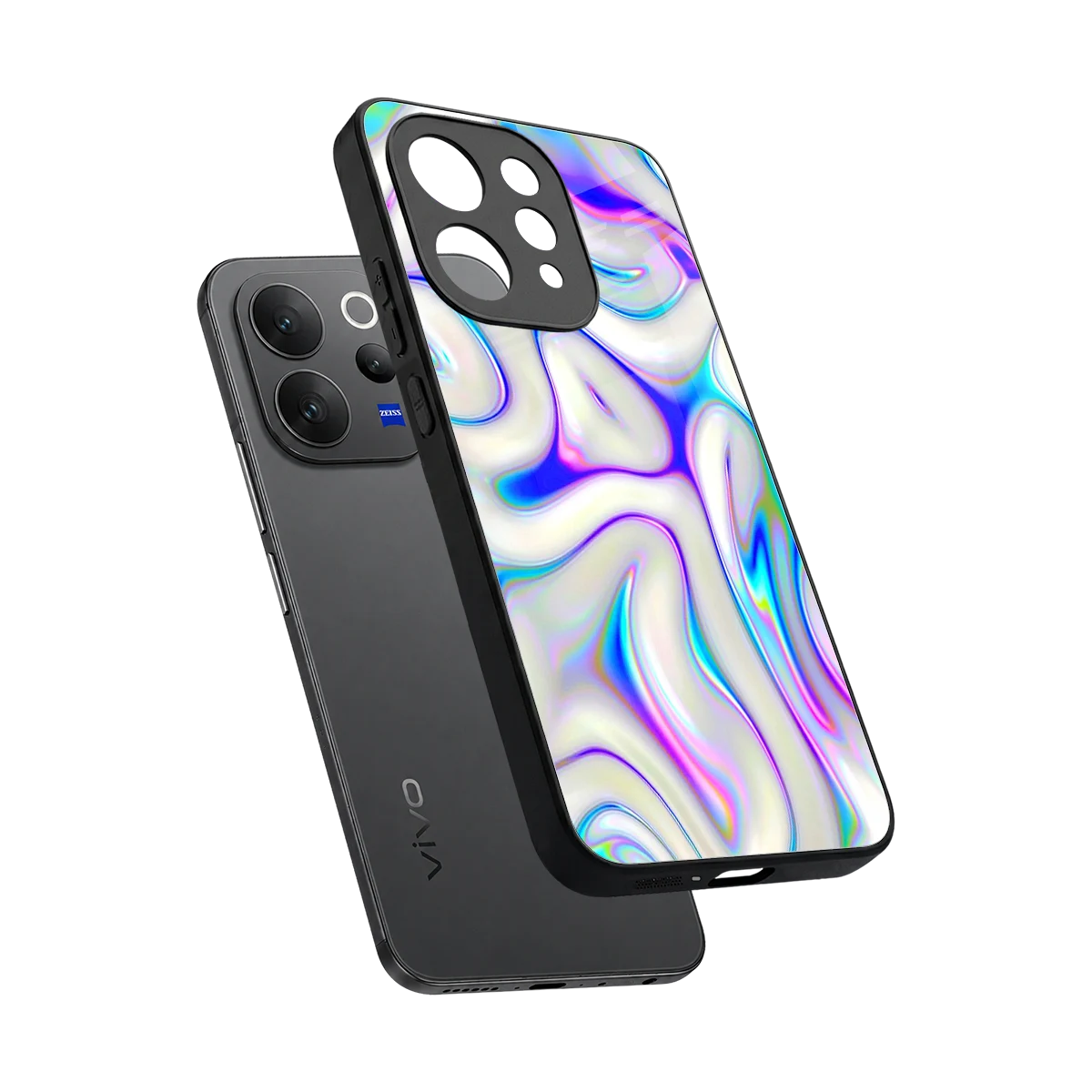 Lilac Drift sleek vivo v70 cover with tempered glass back and TPU edges