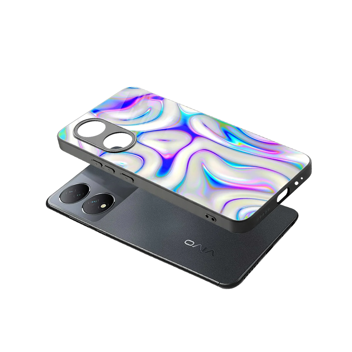 Lilac Drift sleek Vivo-y100 cover with tempered glass back and TPU edges