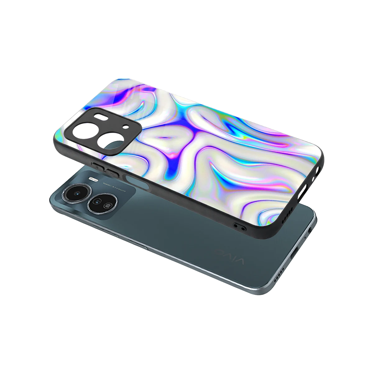 Lilac Drift sleek vivo y16 cover with tempered glass back and TPU edges
