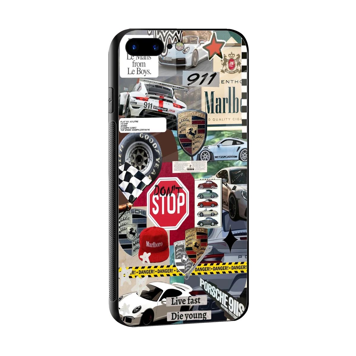 Limitless Ride sleek iphone 8 plus cover with tempered glass back and TPU edges