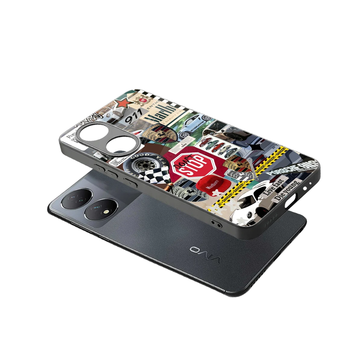 Limitless Ride sleek Vivo-y100 cover with tempered glass back and TPU edges