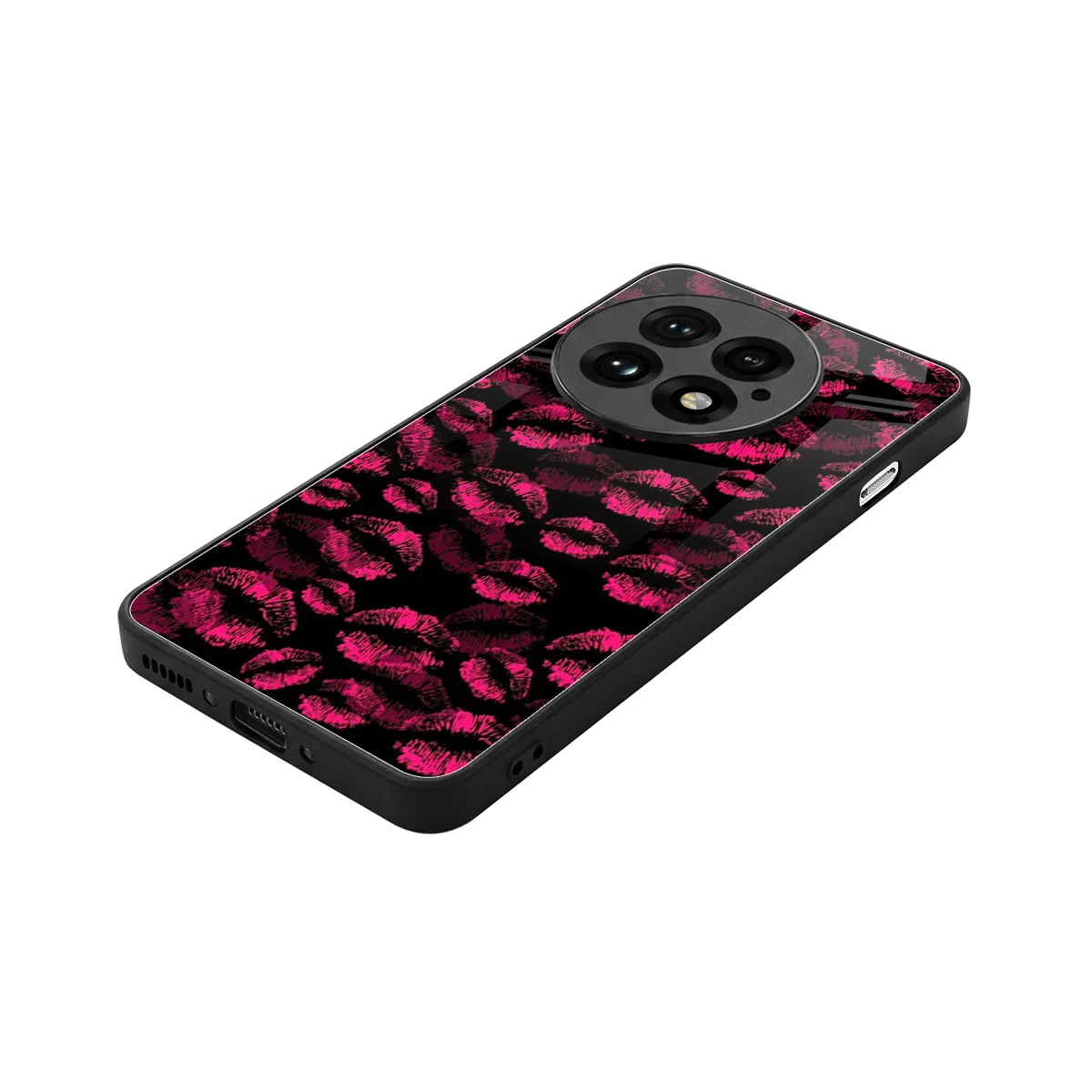 Lip Glam Black stylish phone case for oneplus 13 | glossy glass and slim fit