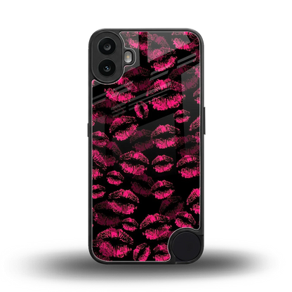 Lip Glam Black back phone cover | glass case for cmf nothing phone 1