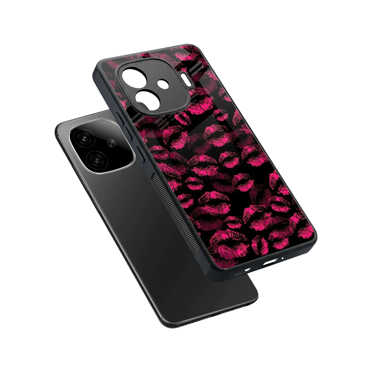 Lip Glam Black sleek iqoo neo 10r 5g cover with tempered glass back and TPU edges