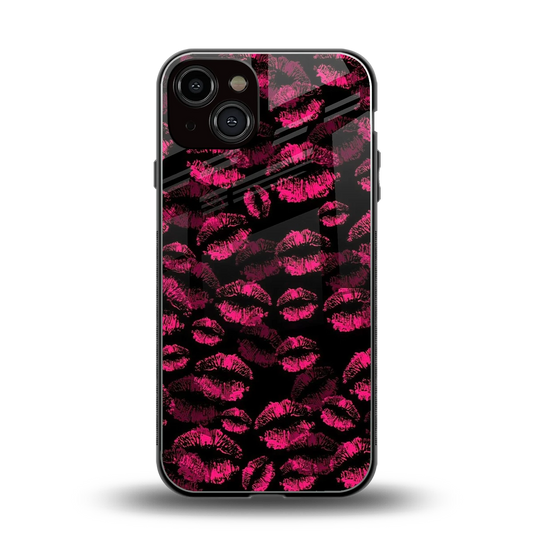 Lip Glam Black back phone cover | glass case for iphone 14