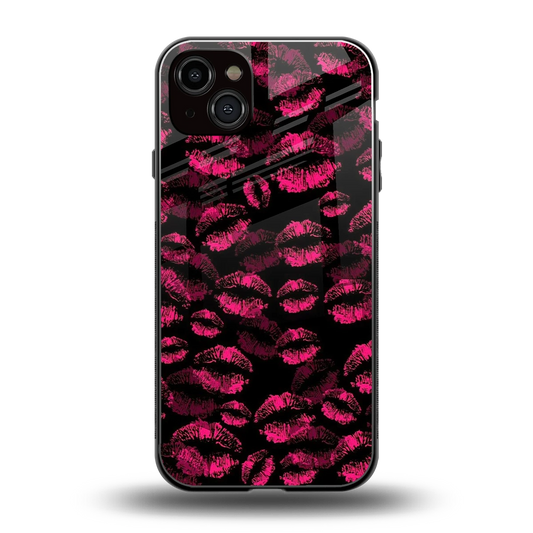 Lip Glam Black back phone cover | glass case for iphone 15 plus