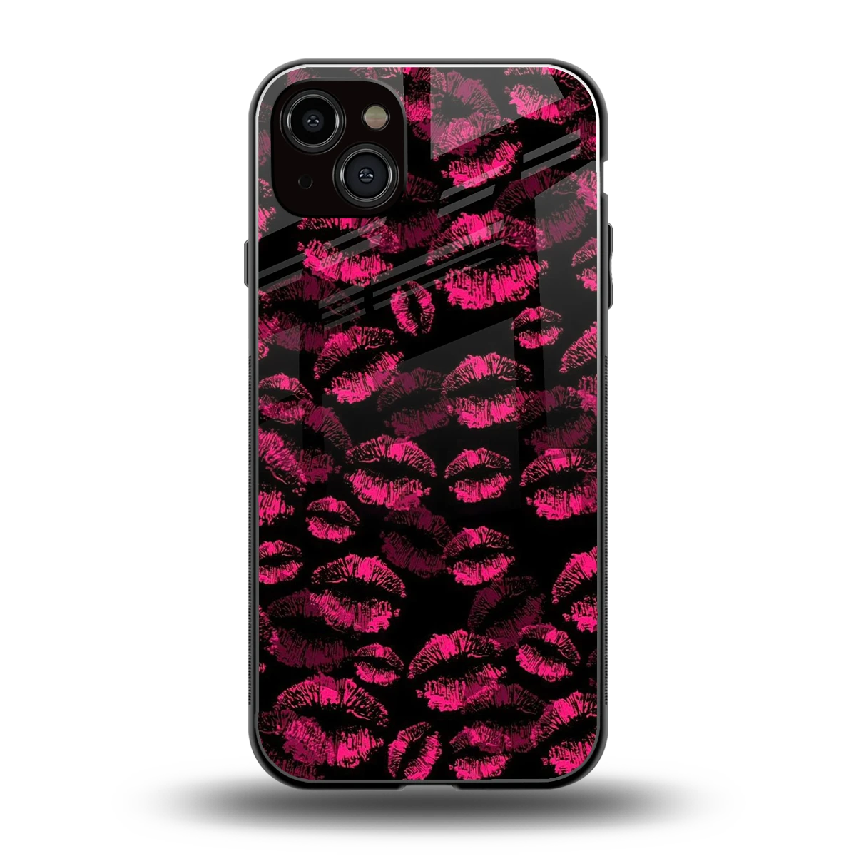 Lip Glam Black back phone cover | glass case for iphone 14 plus