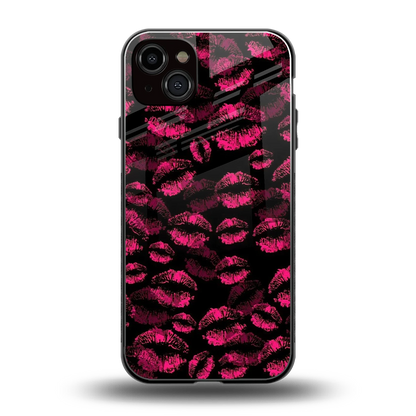 Lip Glam Black back phone cover | glass case for iphone 14 plus