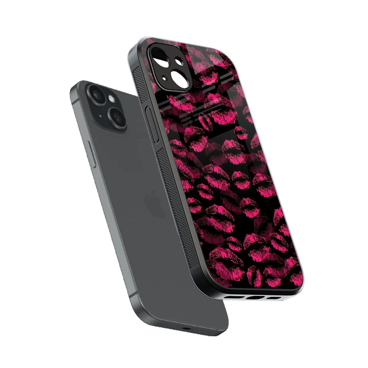 Lip Glam Black sleek iphone 14 plus cover with tempered glass back and TPU edges