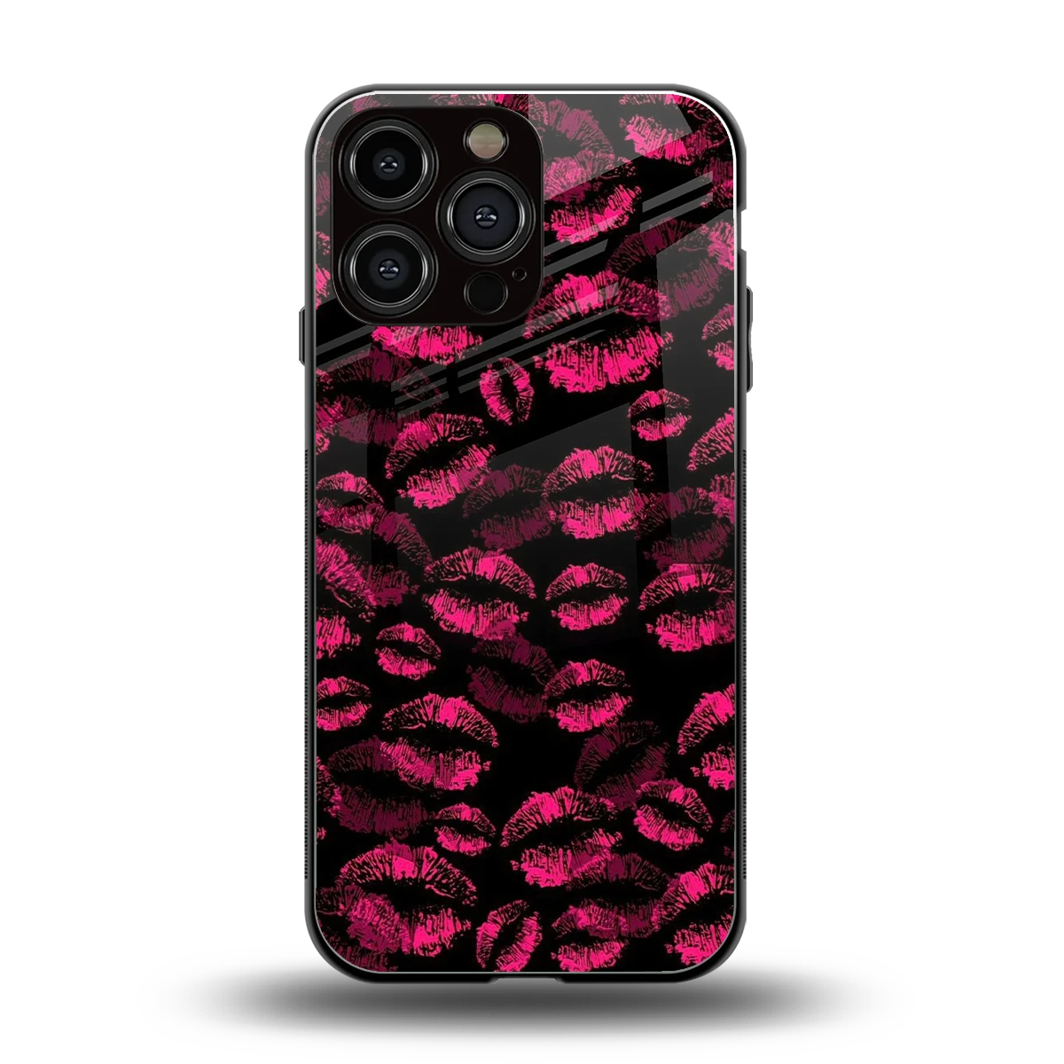 Lip Glam Black back phone cover | glass case for iphone 15 pro max