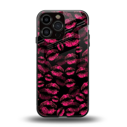 Lip Glam Black back phone cover | glass case for iphone 15 pro max