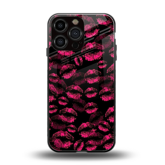 Lip Glam Black back phone cover | glass case for iphone 15 pro max