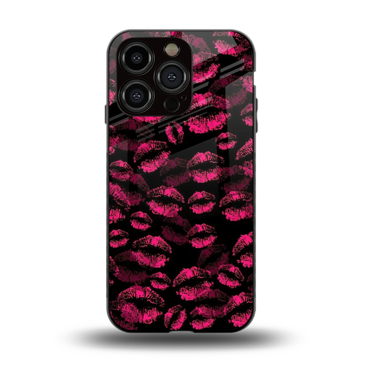 Lip Glam Black back phone cover | glass case for iphone 15 pro