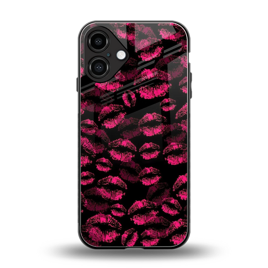 Lip Glam Black back phone cover | glass case for iphone 16 plus