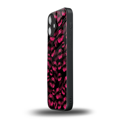 Lip Glam Black iphone 16 plus mobile cover | shockproof glass phone case