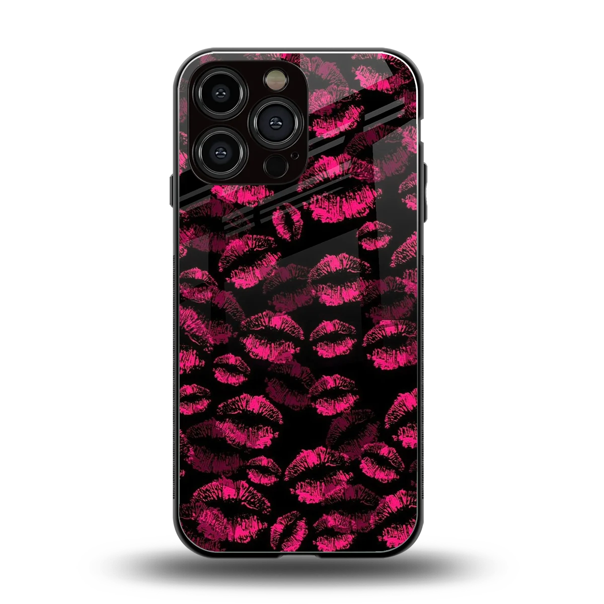 Lip Glam Black back phone cover | glass case for iphone 16 pro max