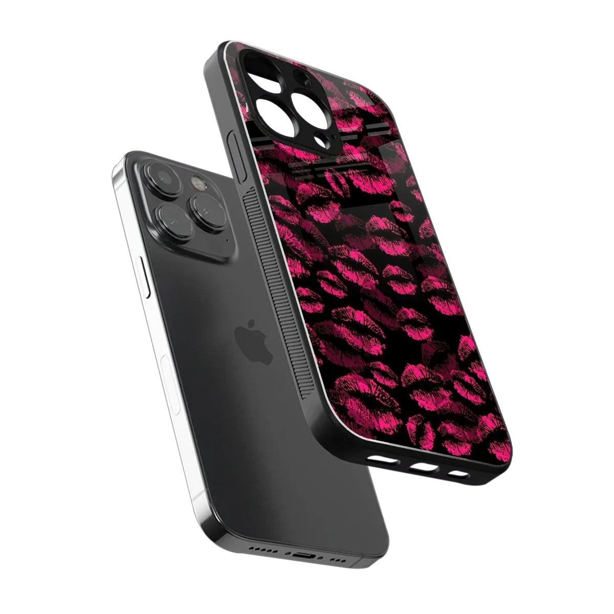 Lip Glam Black sleek iphone 16 pro max cover with tempered glass back and TPU edges