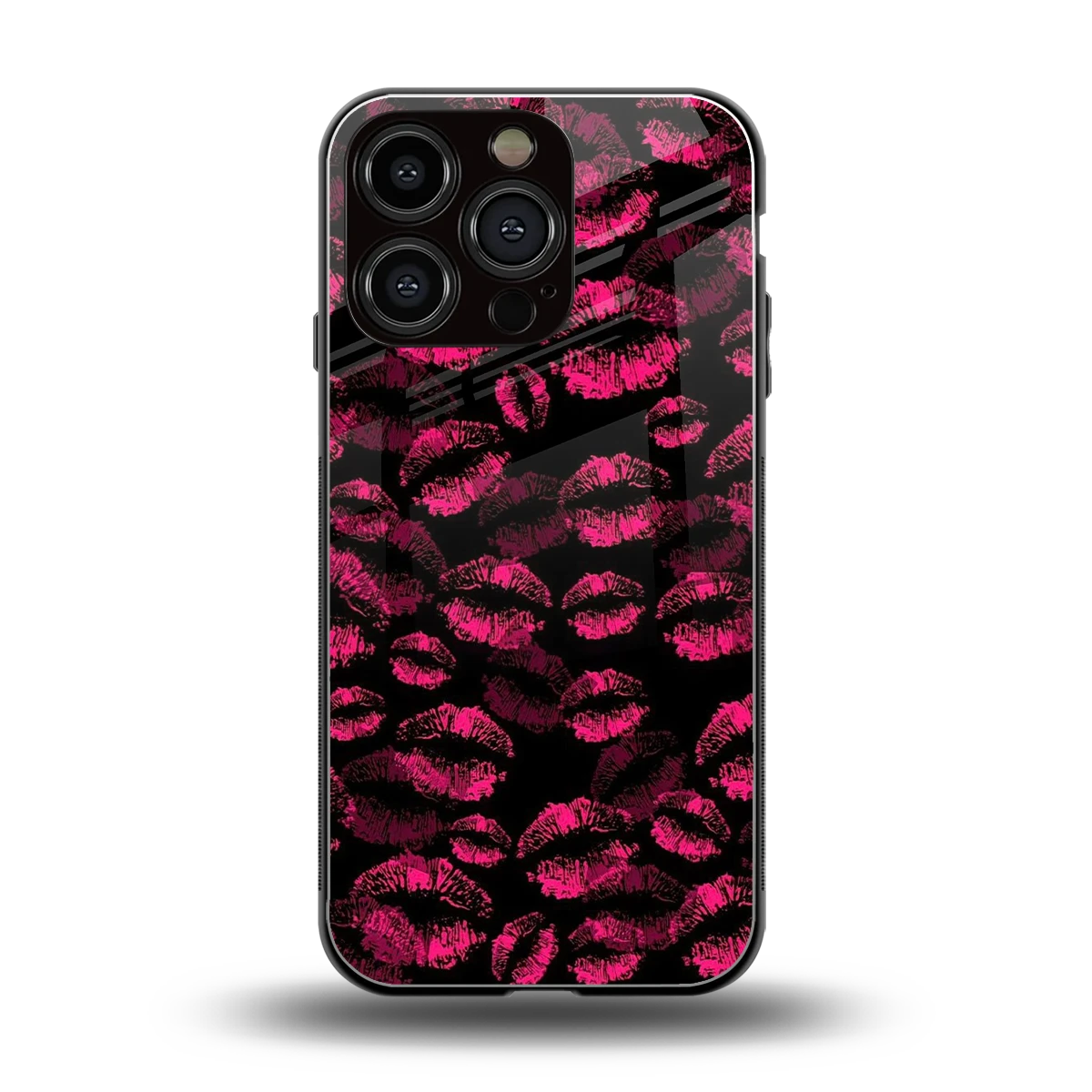Lip Glam Black back phone cover | glass case for iphone 16 pro