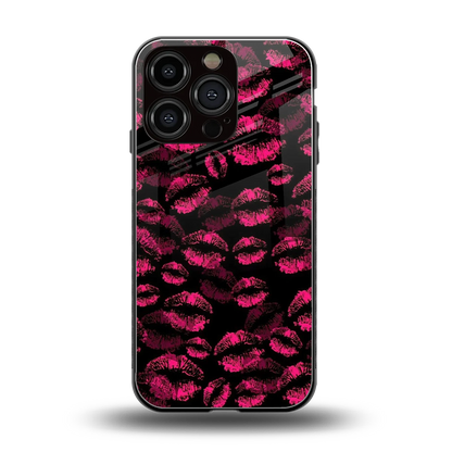 Lip Glam Black back phone cover | glass case for iphone 16 pro