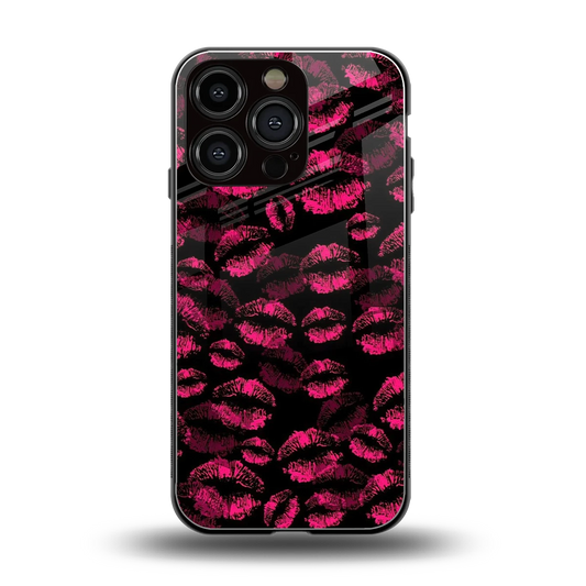 Lip Glam Black back phone cover | glass case for iphone 16 pro