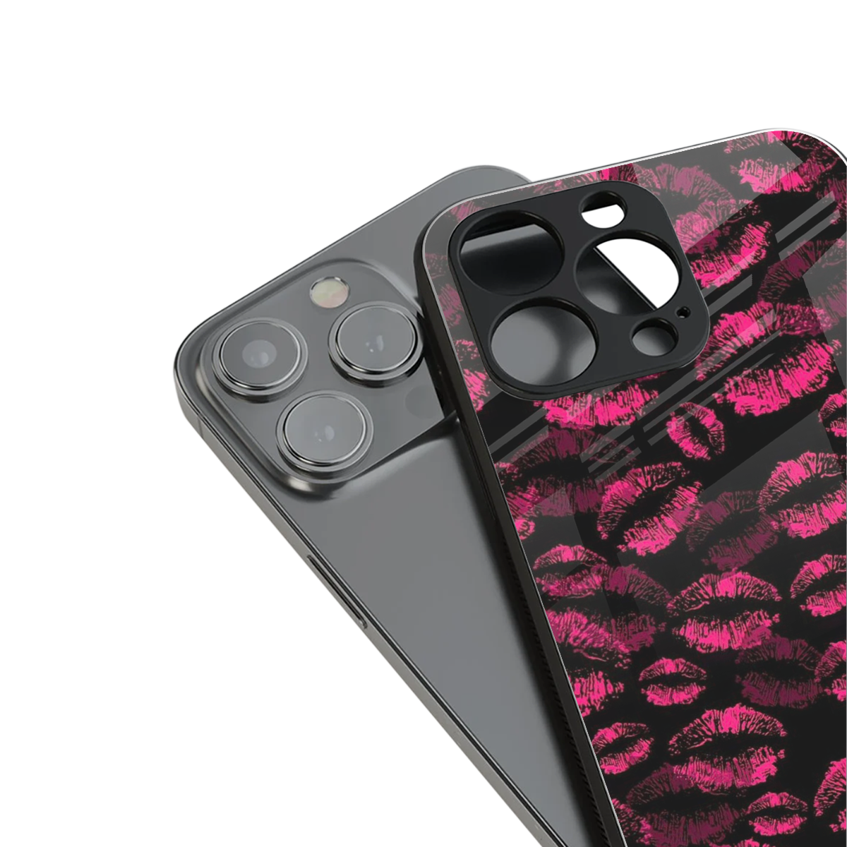 Lip Glam Black Phone Case for Iphone 16 | Glass Case