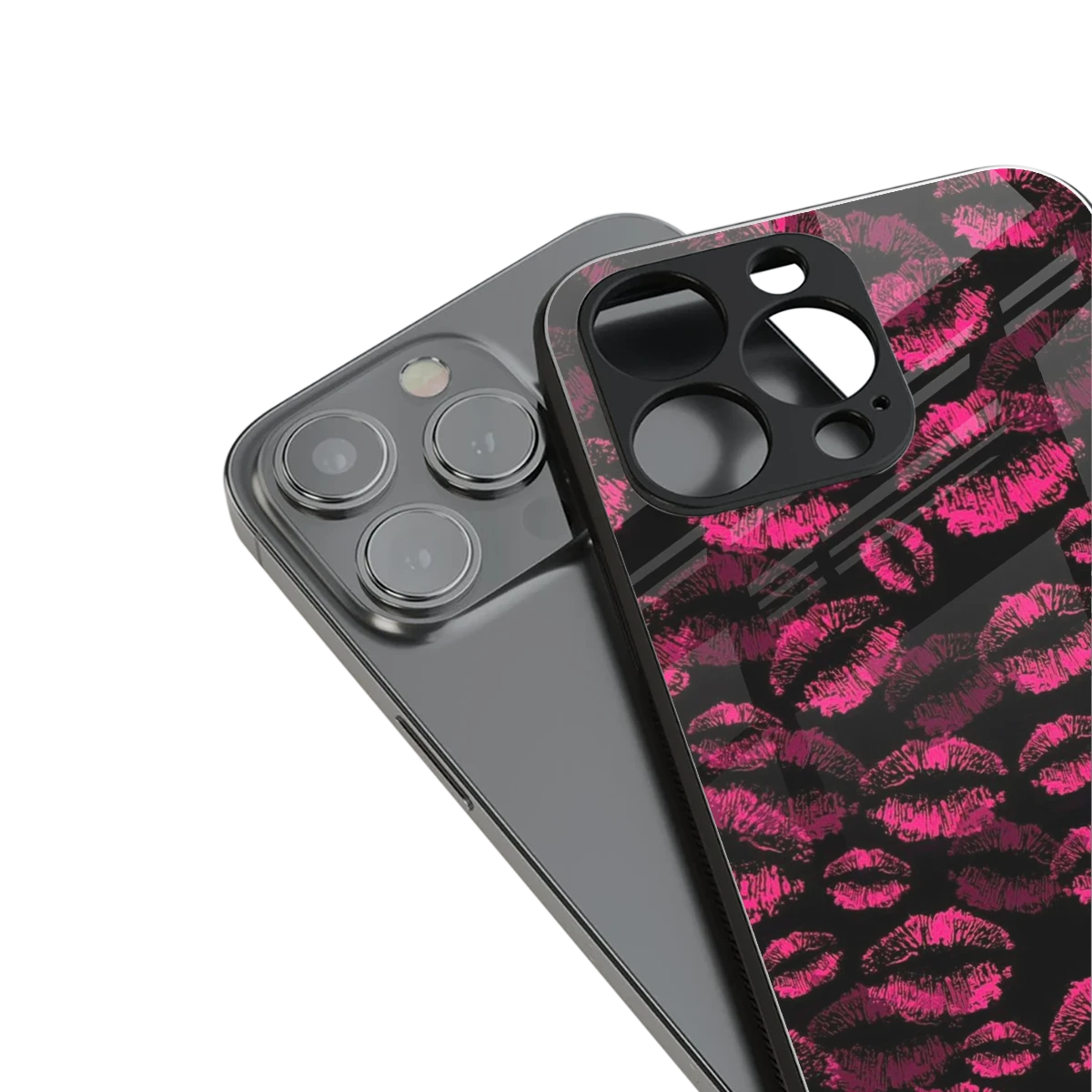 Lip Glam Black stylish phone case for iphone 13 pro | glossy glass and slim fit