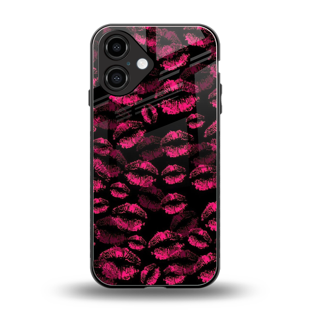 Lip Glam Black Phone Case for Iphone 16 | Glass Case
