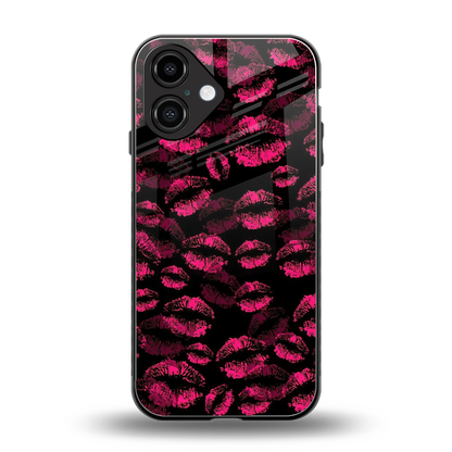 Lip Glam Black Phone Case for Iphone 16 | Glass Case