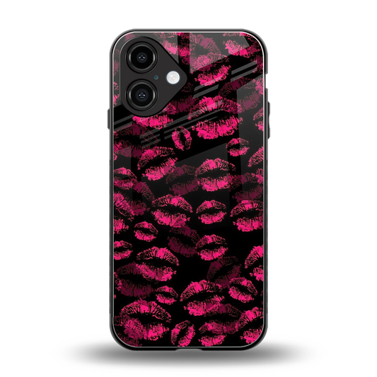 Lip Glam Black Phone Case for Iphone 16 | Glass Case
