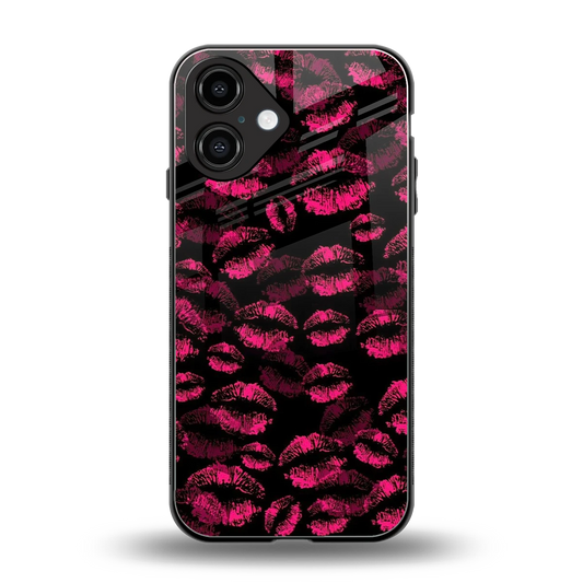 Lip Glam Black back phone cover | glass case for iphone 16