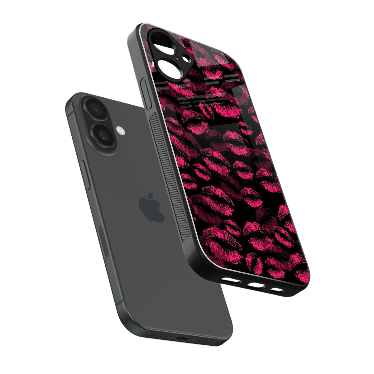 Lip Glam Black Phone Case for Iphone 16 | Glass Case
