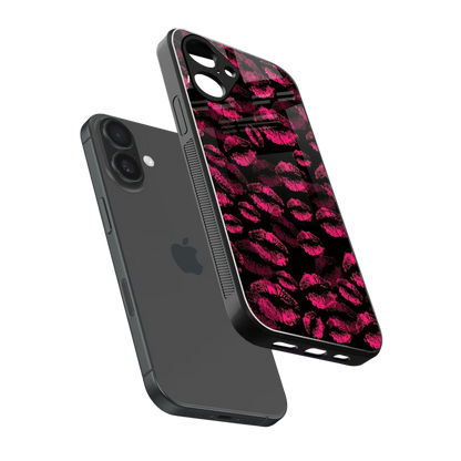 Lip Glam Black sleek iPhone 16 cover with tempered glass back and TPU edges