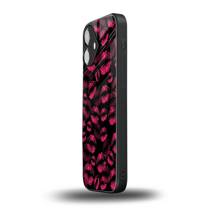 Lip Glam Black iPhone 16 mobile cover | shockproof glass phone case