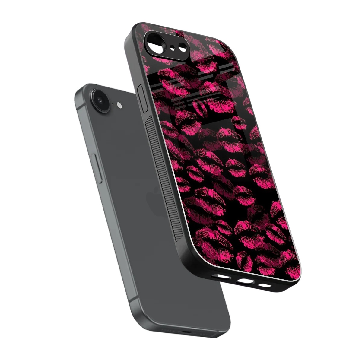 Lip Glam Black sleek iphone 17e cover with tempered glass back and TPU edges