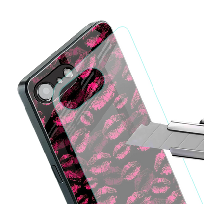 Lip Glam Black stylish phone case for iphone 16e | glossy glass and slim fit
