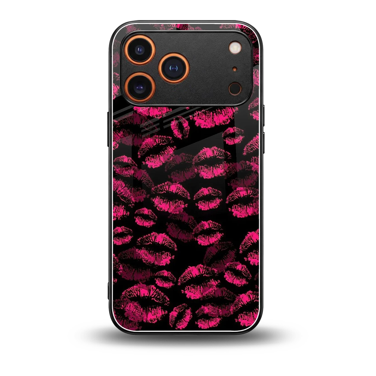 Lip Glam Black back phone cover | glass case for iphone 17 pro