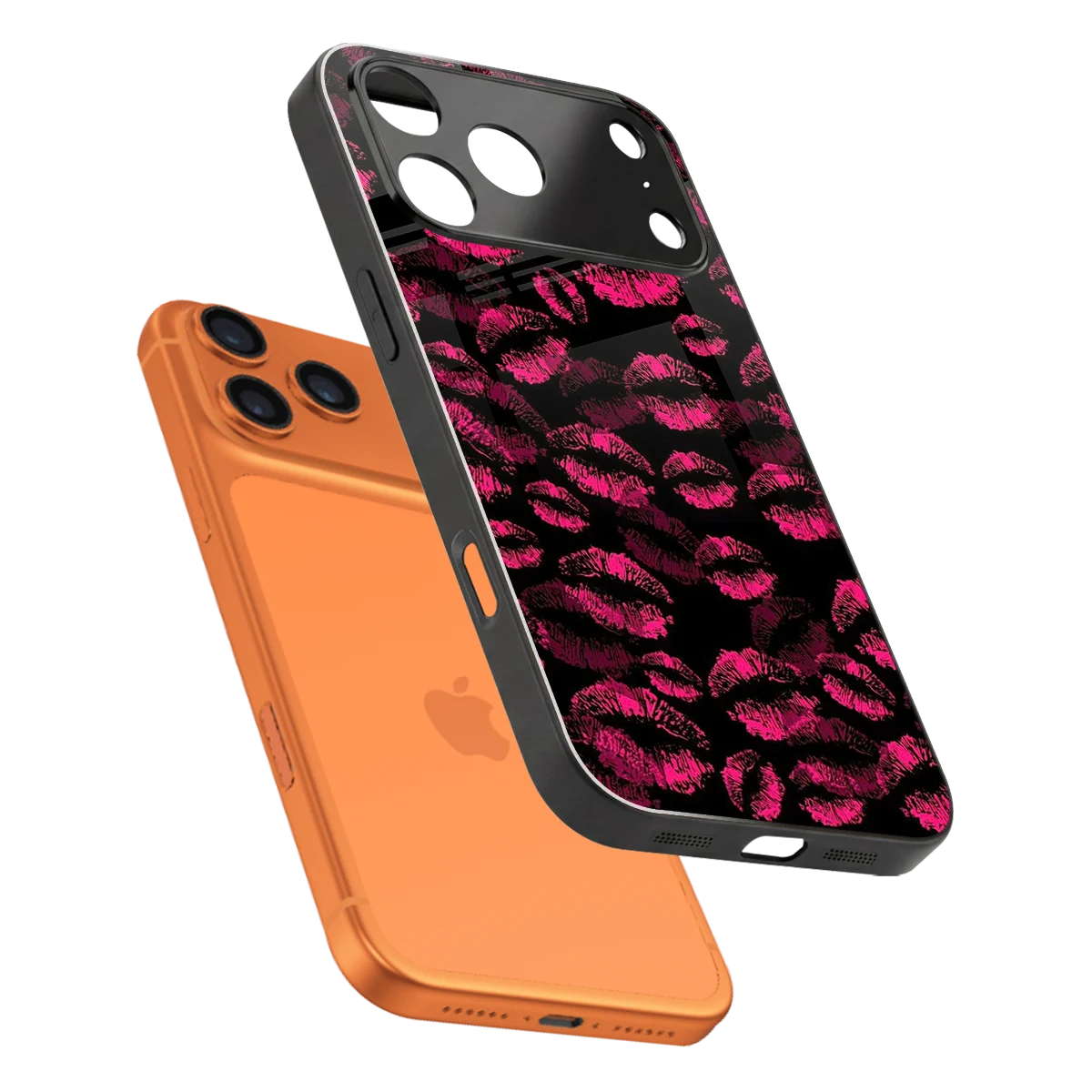 Lip Glam Black sleek iphone 17 pro cover with tempered glass back and TPU edges