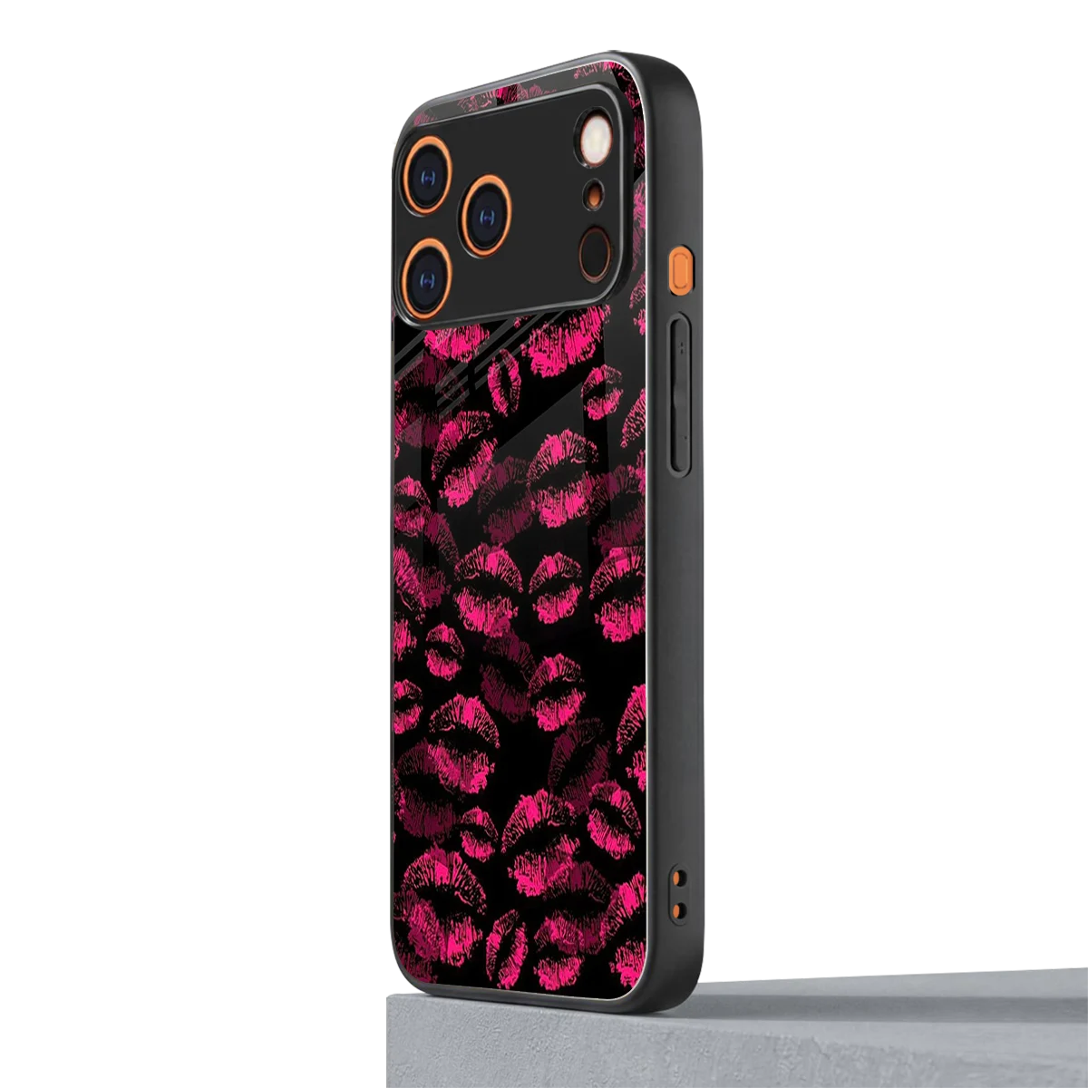 Lip Glam Black iphone 17 pro mobile cover | shockproof glass phone case