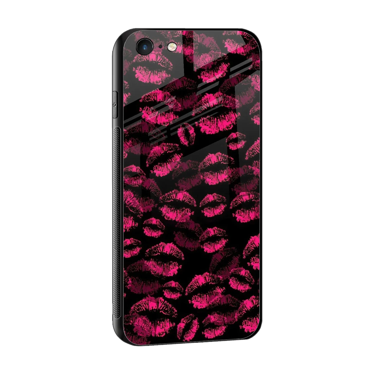 Lip Glam Black sleek iphone 6s cover with tempered glass back and TPU edges