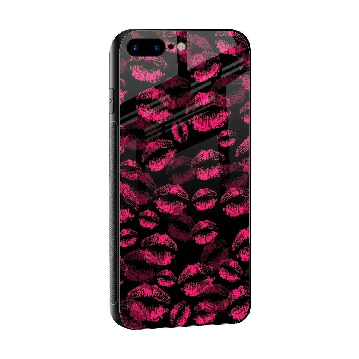 Lip Glam Black sleek iphone 8 plus cover with tempered glass back and TPU edges