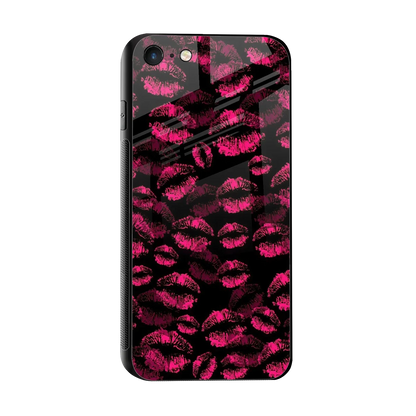 Lip Glam Black sleek iphone 7 cover with tempered glass back and TPU edges