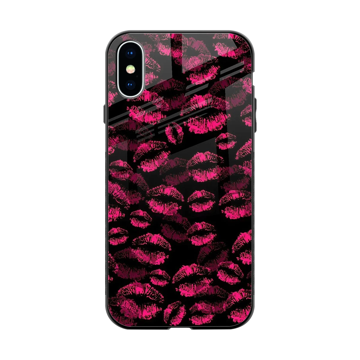 Lip Glam Black back phone cover | glass case for iphone x