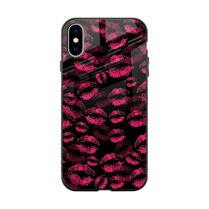 Lip Glam Black back phone cover | glass case for iphone x