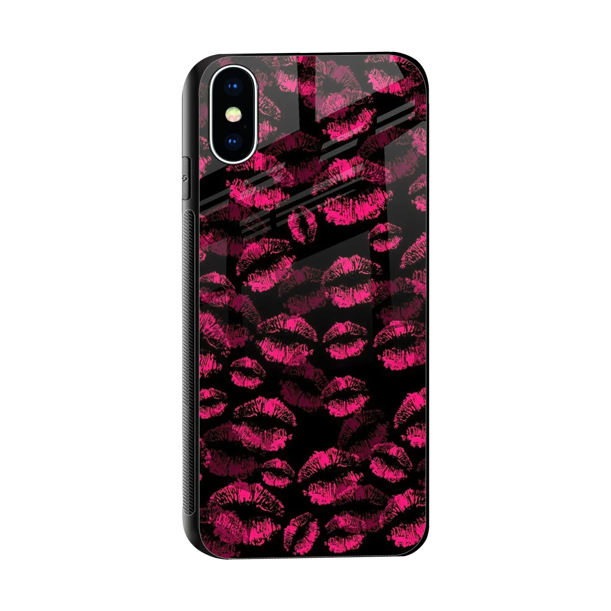 Lip Glam Black sleek iphone x cover with tempered glass back and TPU edges