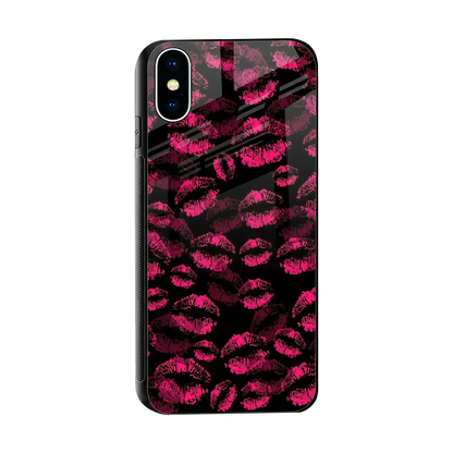 Lip Glam Black sleek iphone x cover with tempered glass back and TPU edges