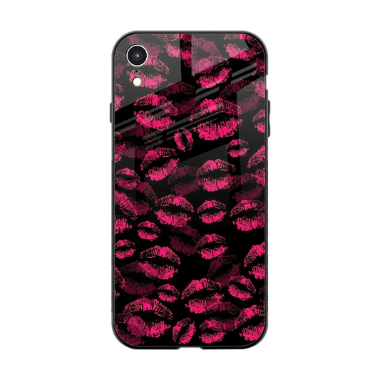 Lip Glam Black back phone cover | glass case for iphone xr