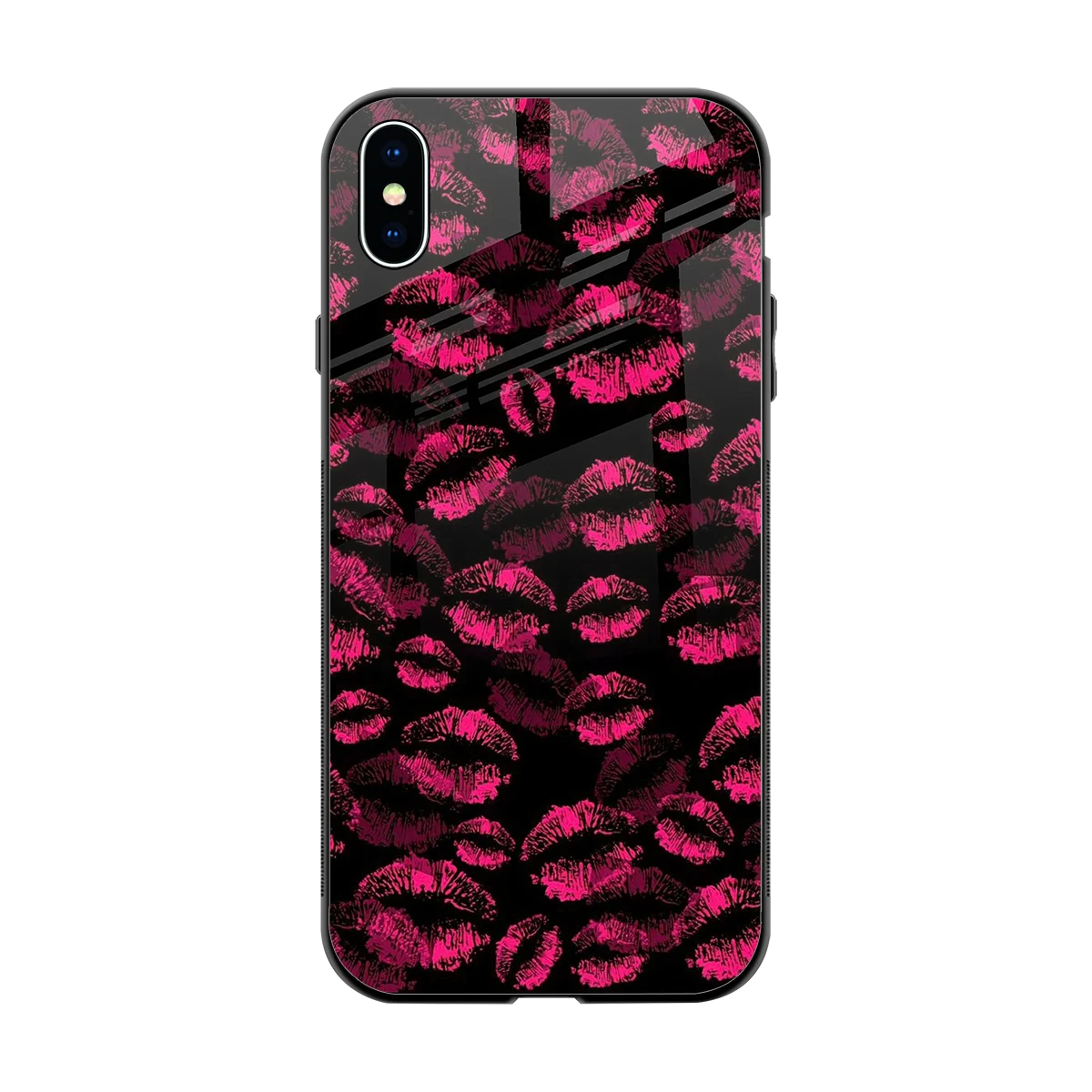 Lip Glam Black back phone cover | glass case for iphone xs max
