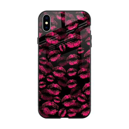 Lip Glam Black back phone cover | glass case for iphone xs max